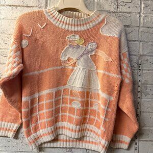 Chaus Petites Peach Tennis Vintage Sweater | Novelty Knit | P